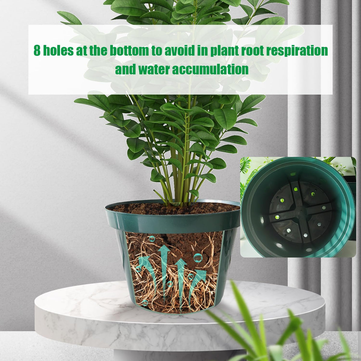 DAPERCI RooTrimmer 8-inch pot side view, thick plastic designed for multiple seasons.