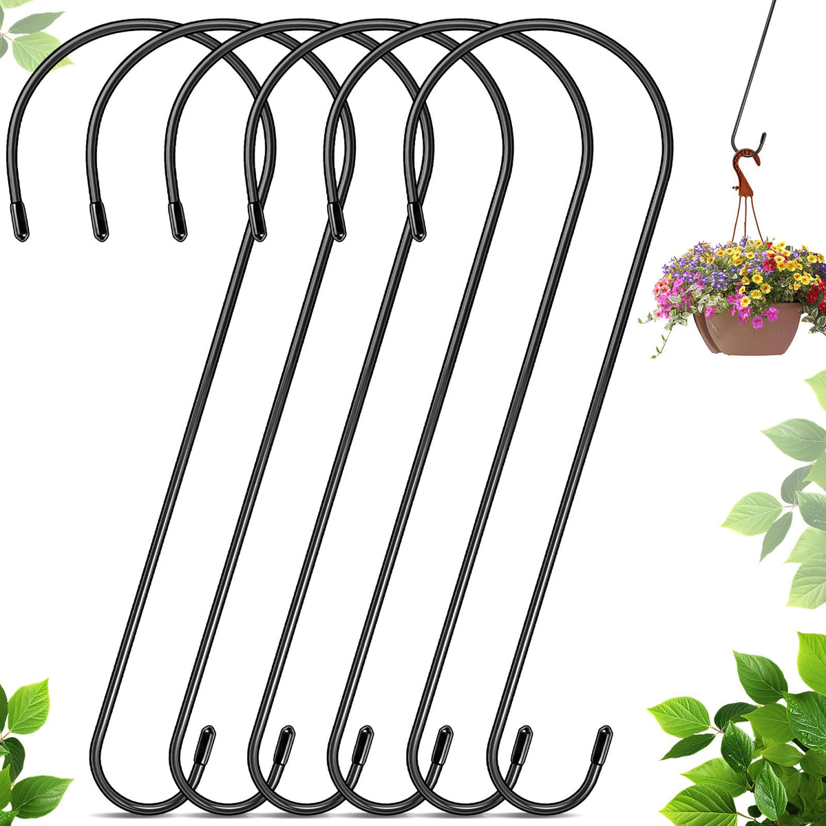 Dapute 16-inch S-hook on a branch for easy plant hanging.