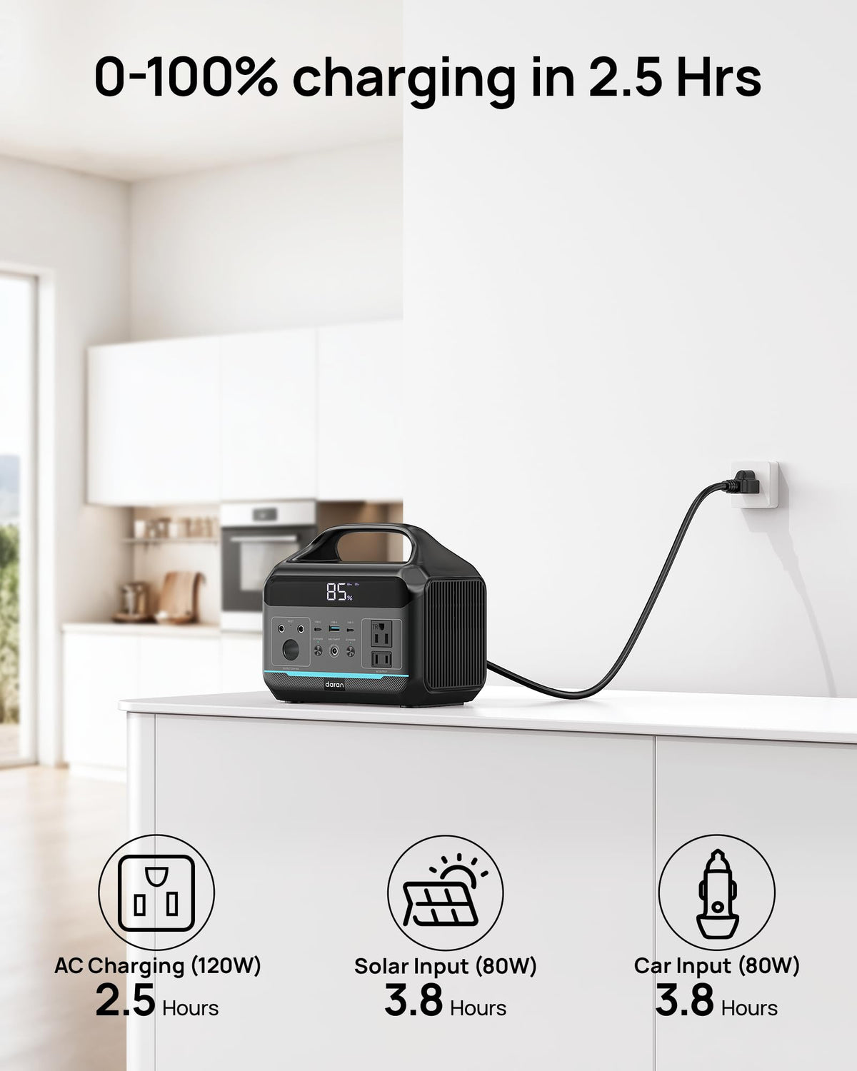 DARAN portable power station with AC outlet for laptops and essential appliances