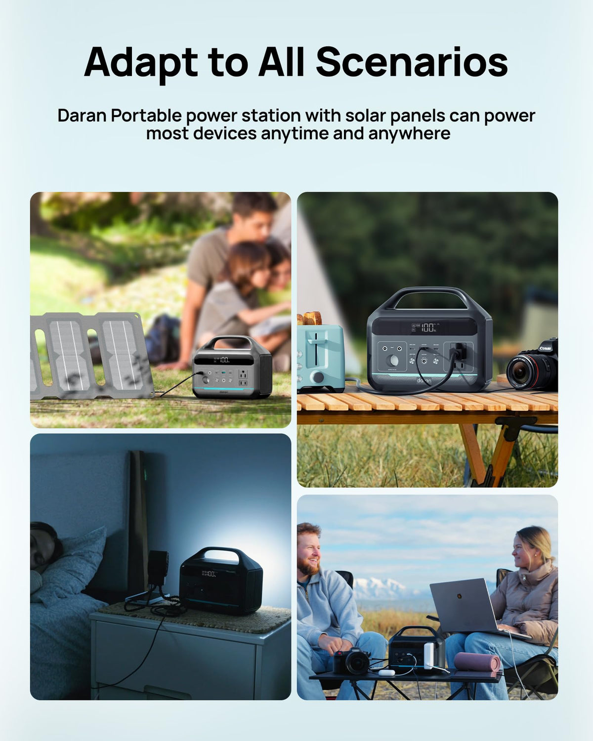 DARAN portable power station backpack-ready design for trips.