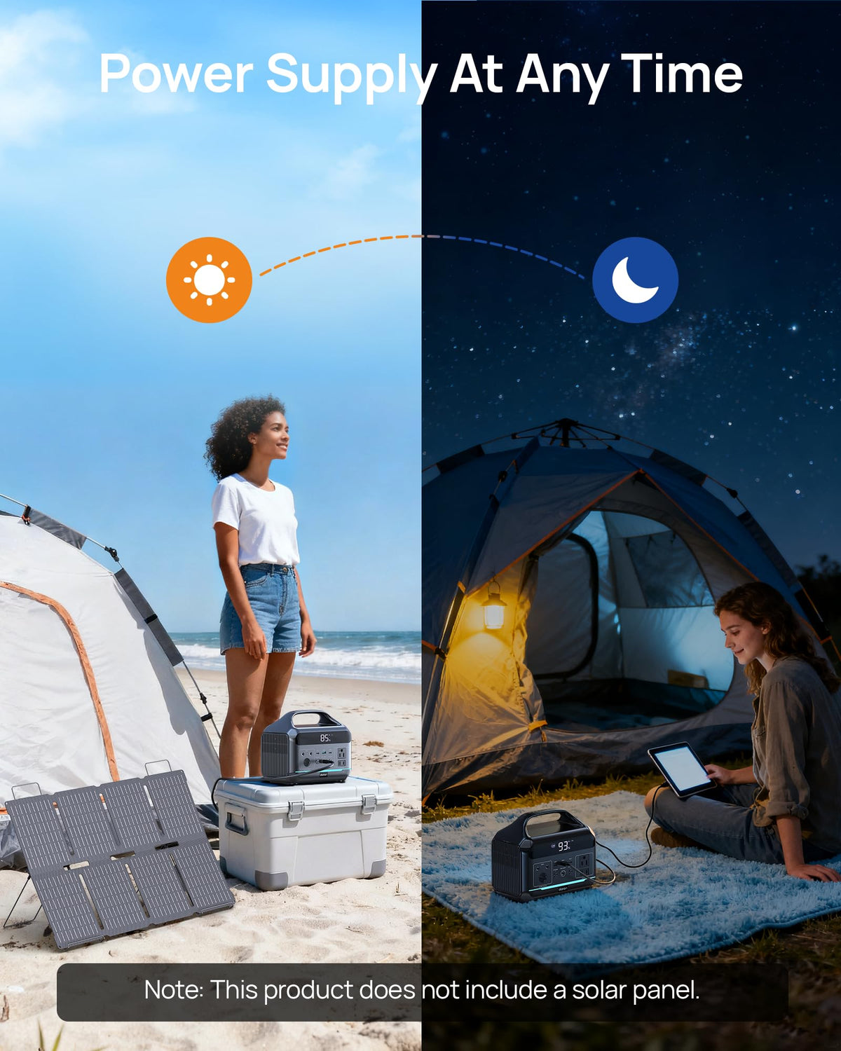 DARAN portable power station in camping use with outdoor gear