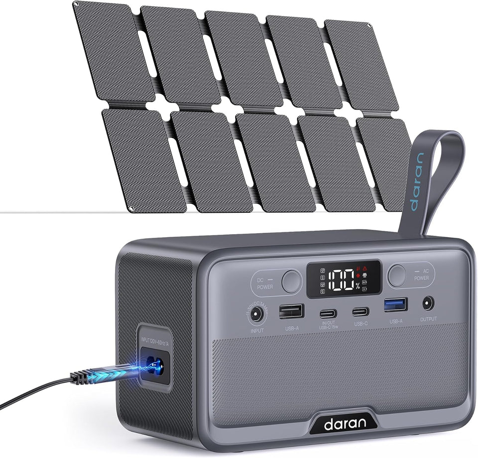 DARAN portable power station compact backpack-fit for travel and outdoor use.