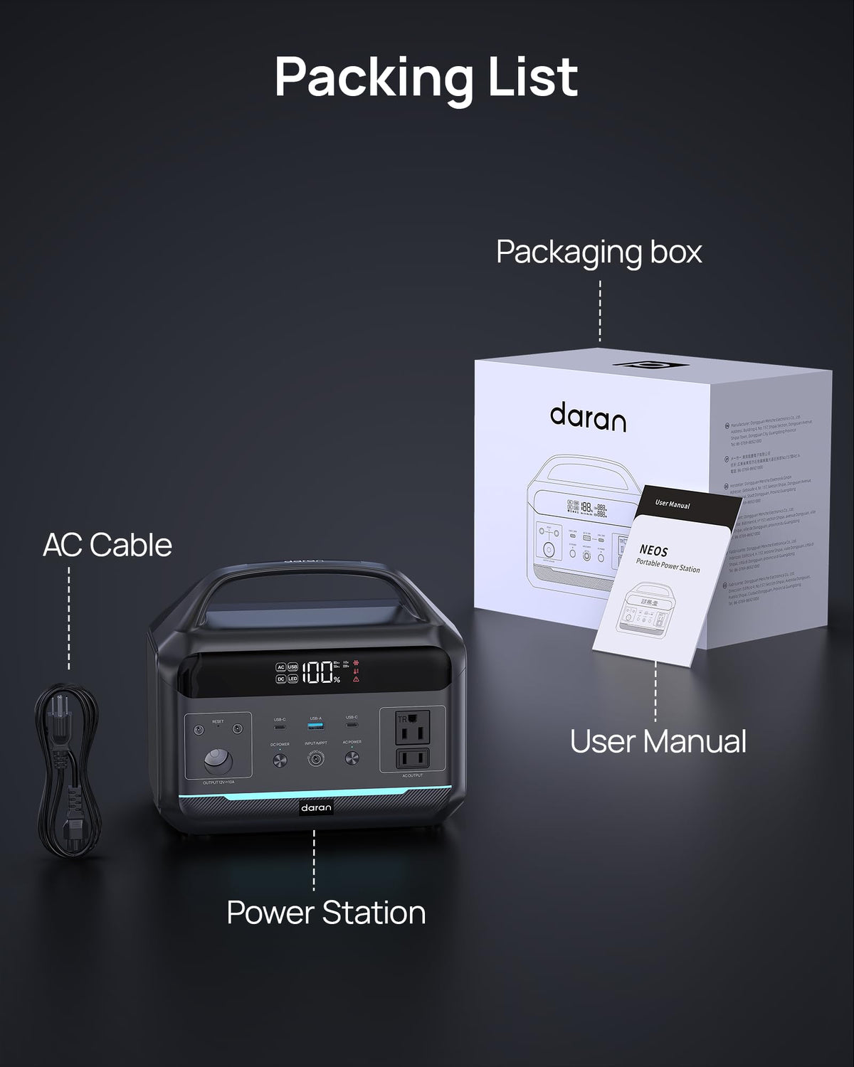 DARAN portable power station emergency backup keeps essentials powered