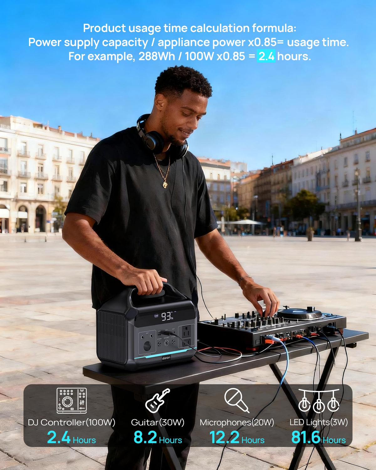 DARAN portable power station solar charging compatibility for off-grid recharging