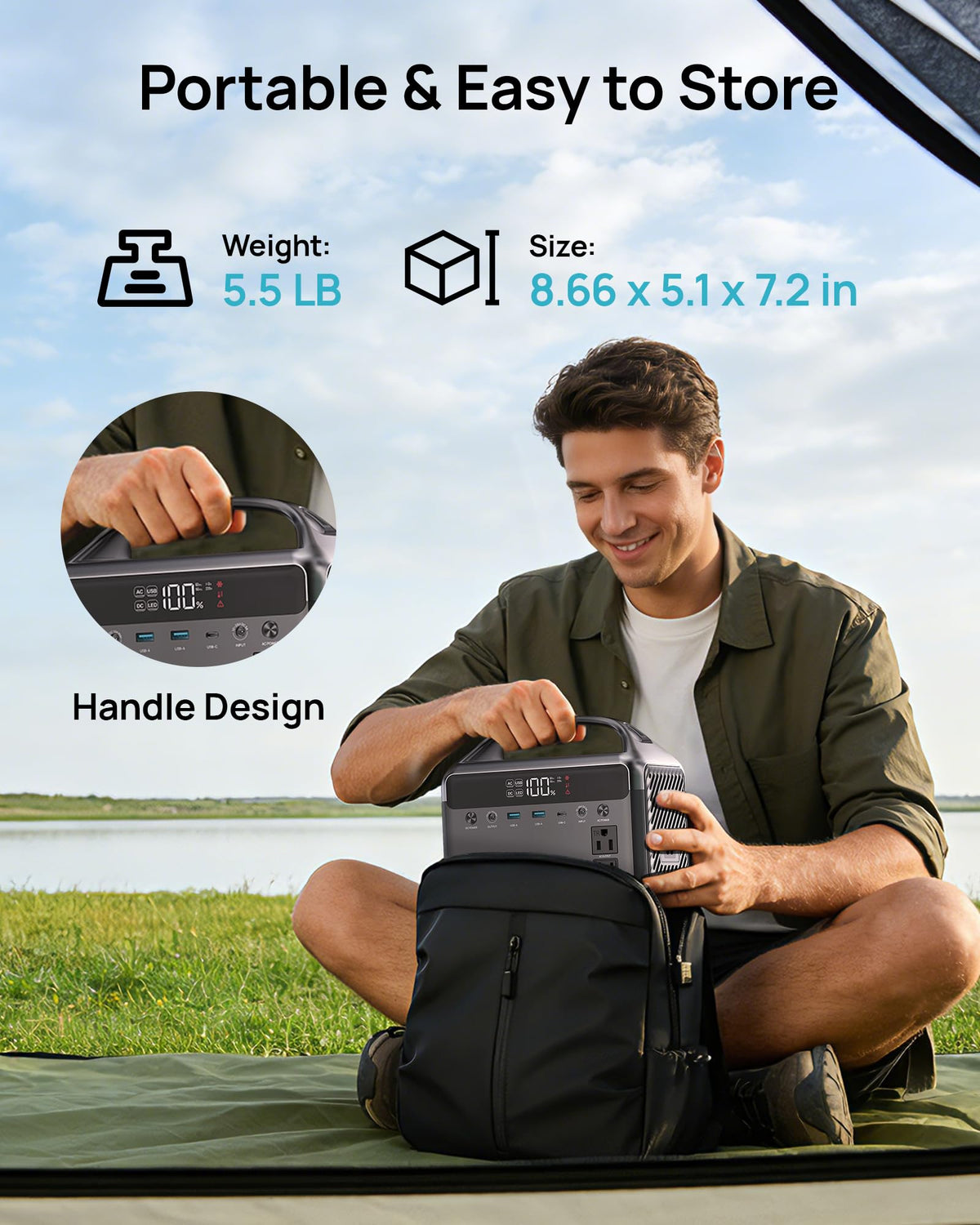 DaranEner portable power station charging a laptop while traveling