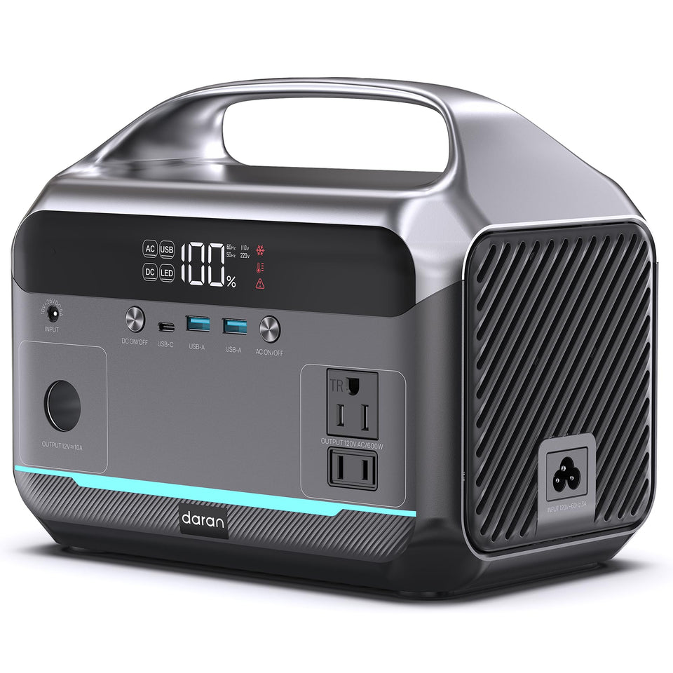 DaranEner portable power station front view for easy transport.