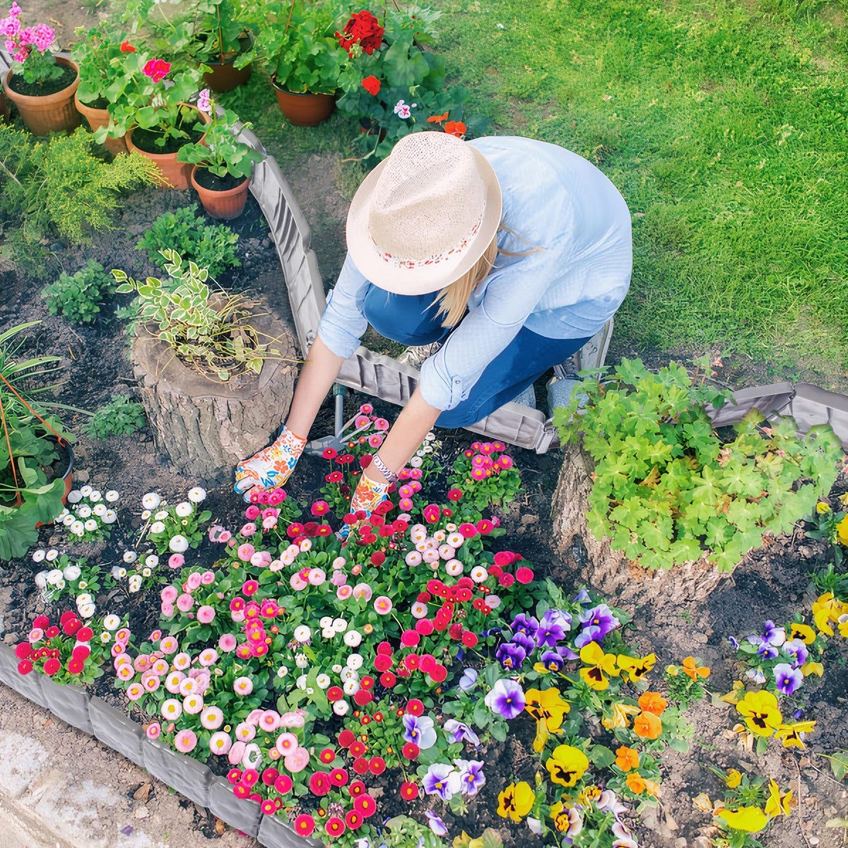 DARFULA edging-stakes-included provides stable ground anchoring for borders
