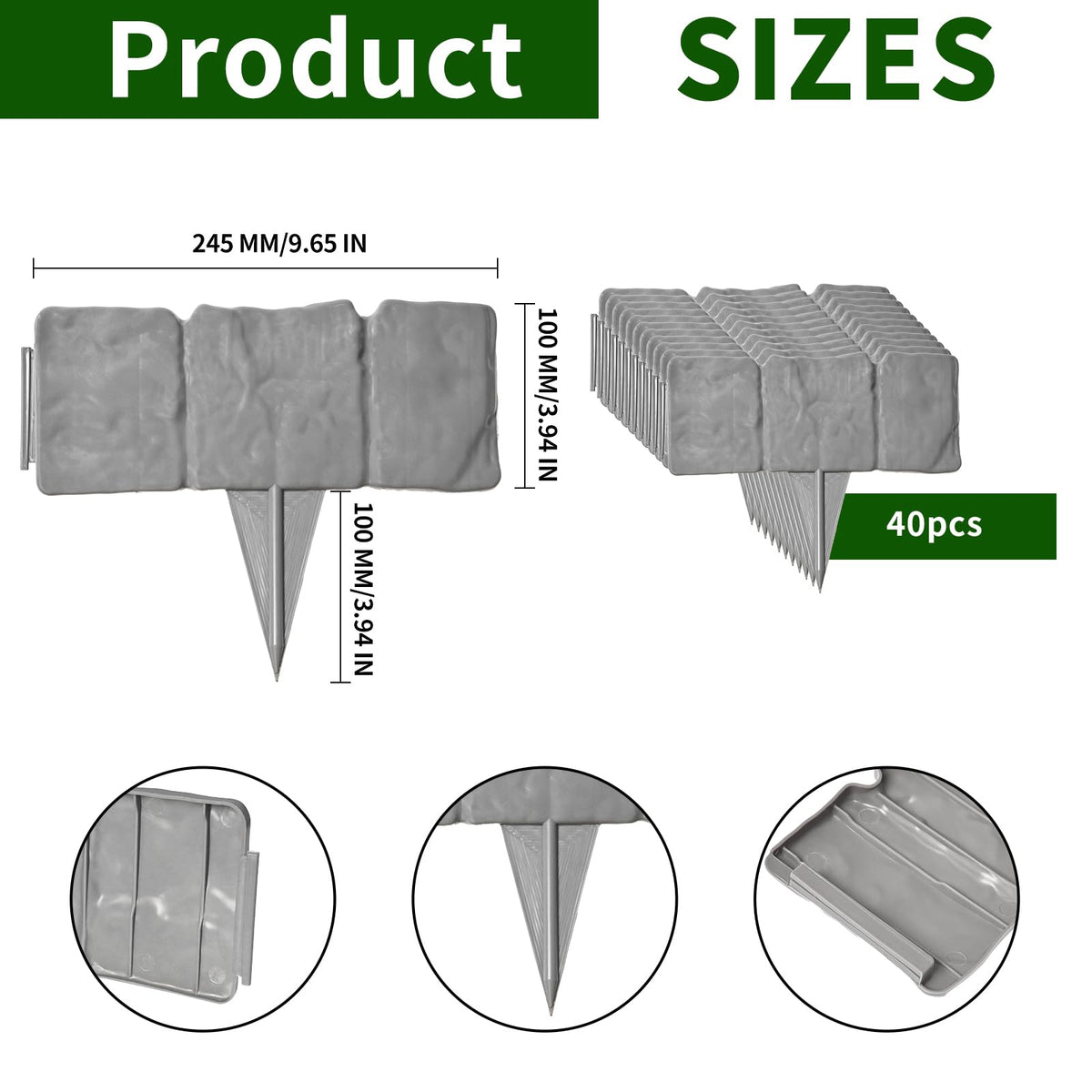DARFULA imitation-stone-edge close-up shows durable plastic border