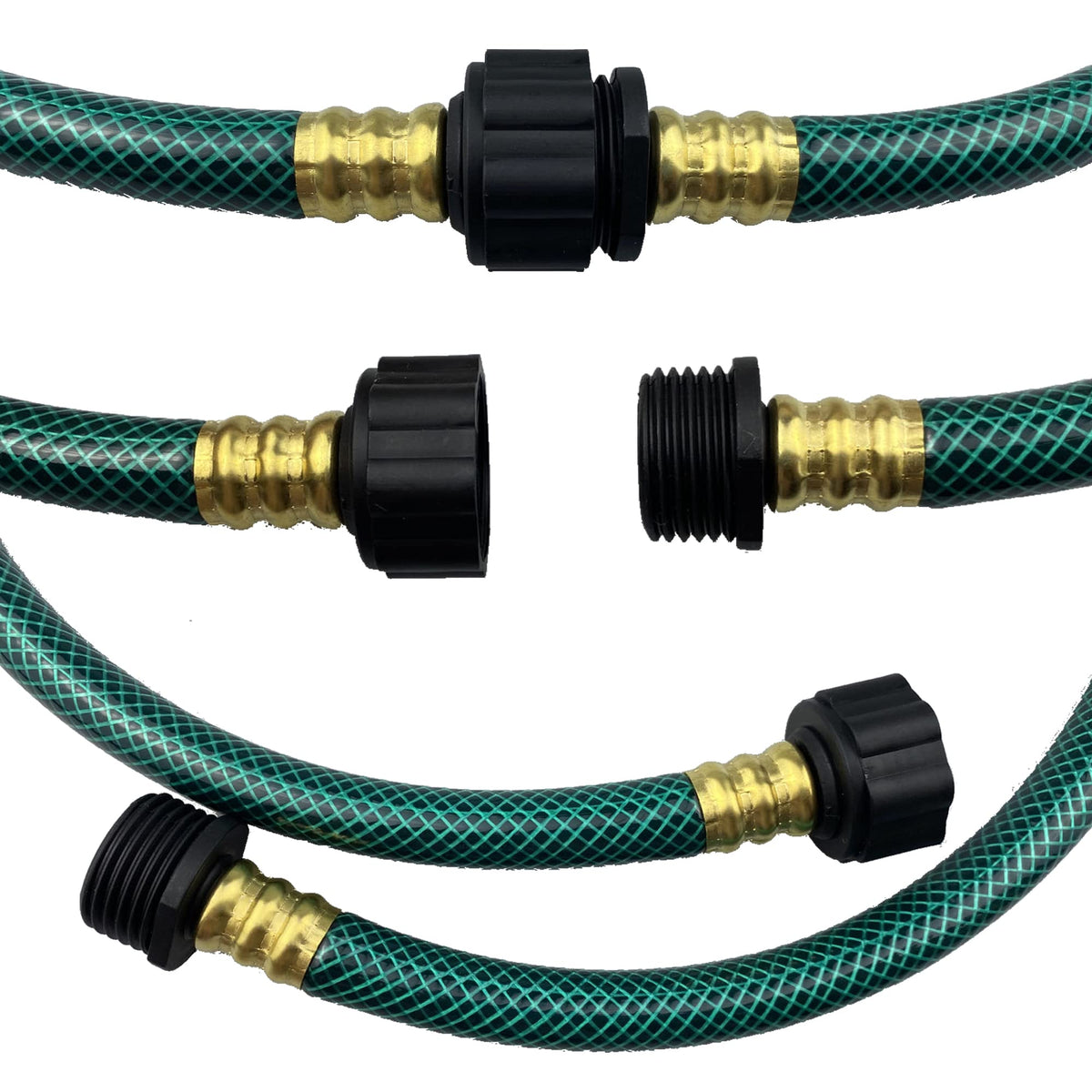 Darnassus hose connects to male and female fittings for quick setup