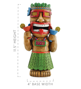 Darware Solar Garden Tiki Statues set 3 dusk scene with warm light