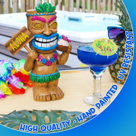 Darware Solar Garden Tiki Statues set 3 pool-side setup adds festive charm