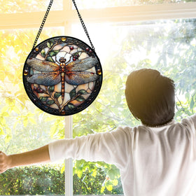 DASTOLL stained glass panel includes a metal frame, providing sturdy, ready-to-hang décor.