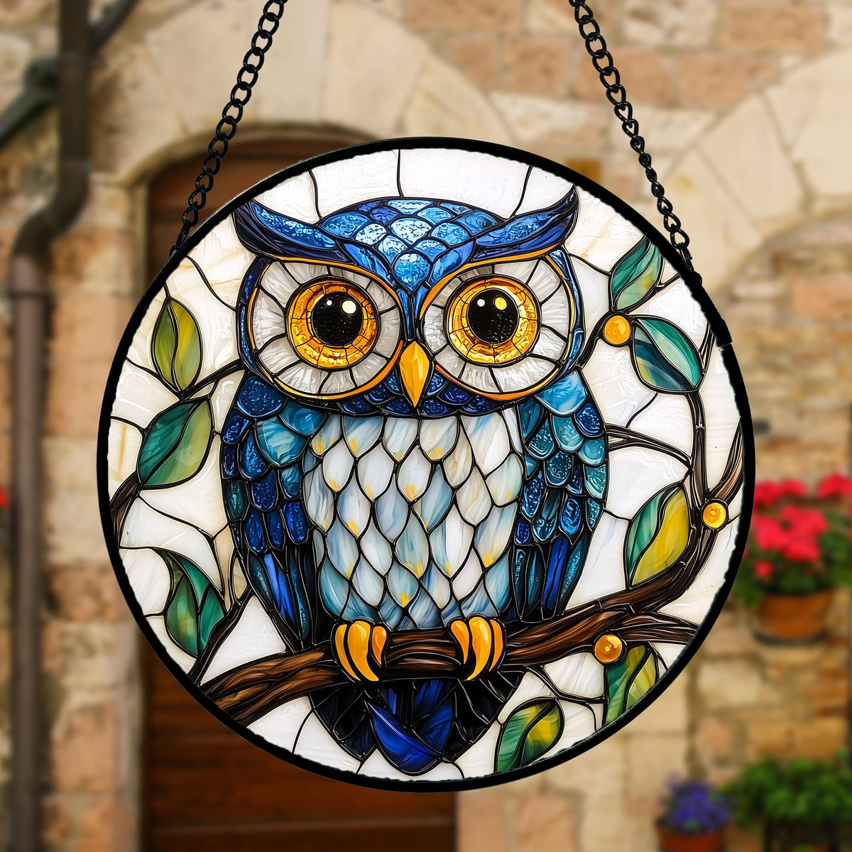 DASTOLL 6.3-inch owl window hanging ready for easy indoor display