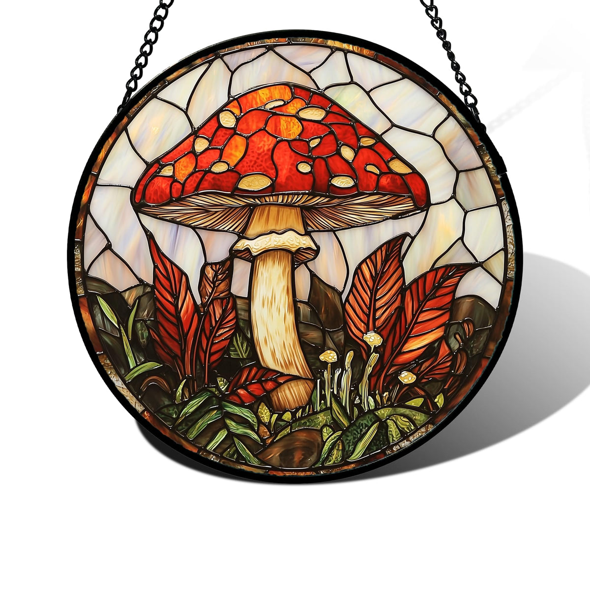DASTOLL big red mushroom suncatcher brightens windows with warm color