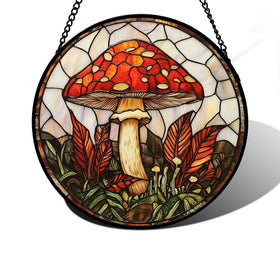DASTOLL big red mushroom suncatcher brightens windows with warm color