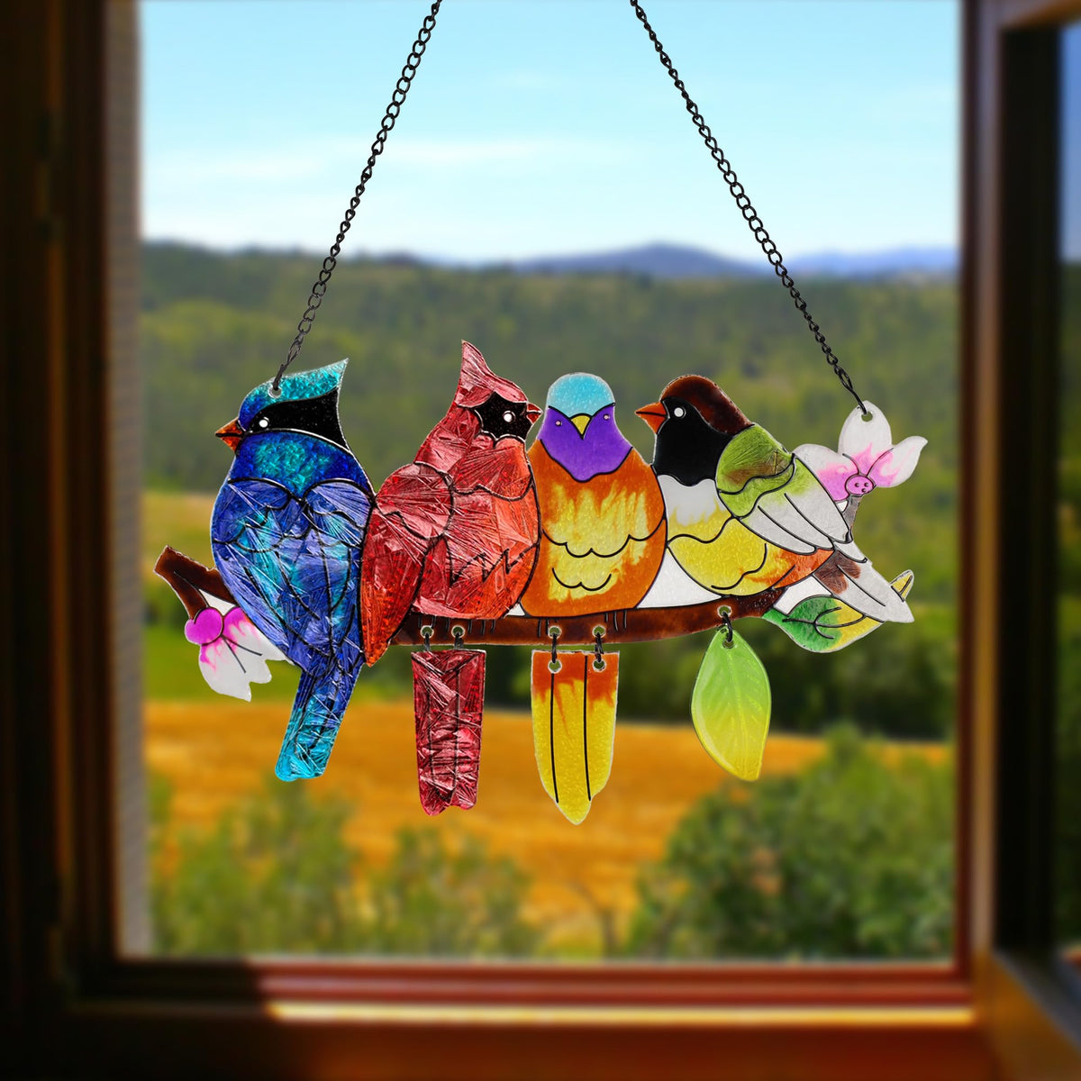 DASTOLL gift for bird lovers, decorative stained glass ornament