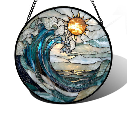 DASTOLL Blue Night Moon Lake sun catcher brightens windows with vibrant color