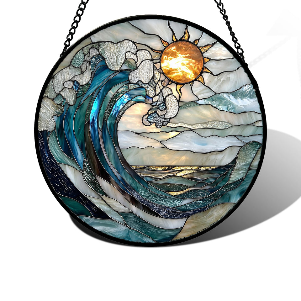 DASTOLL Blue Night Moon Lake sun catcher brightens windows with vibrant color
