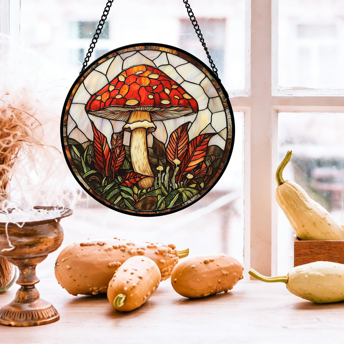 DASTOLL festive window decor mushroom red brightens holiday spaces