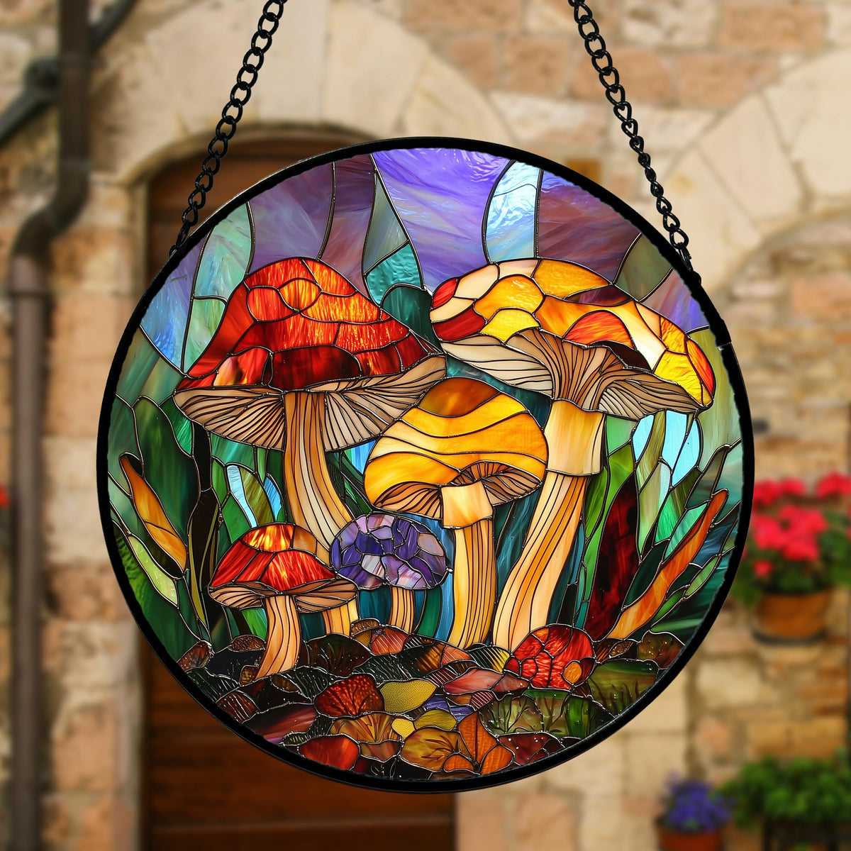DASTOLL jungle mushrooms sun catcher elevates porch or wall with color.
