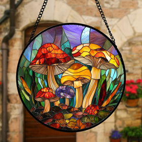 DASTOLL jungle mushrooms sun catcher elevates porch or wall with color.