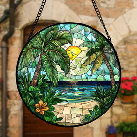 DASTOLL diamond glass panel sun catcher with metal frame adds sparkle to daylight