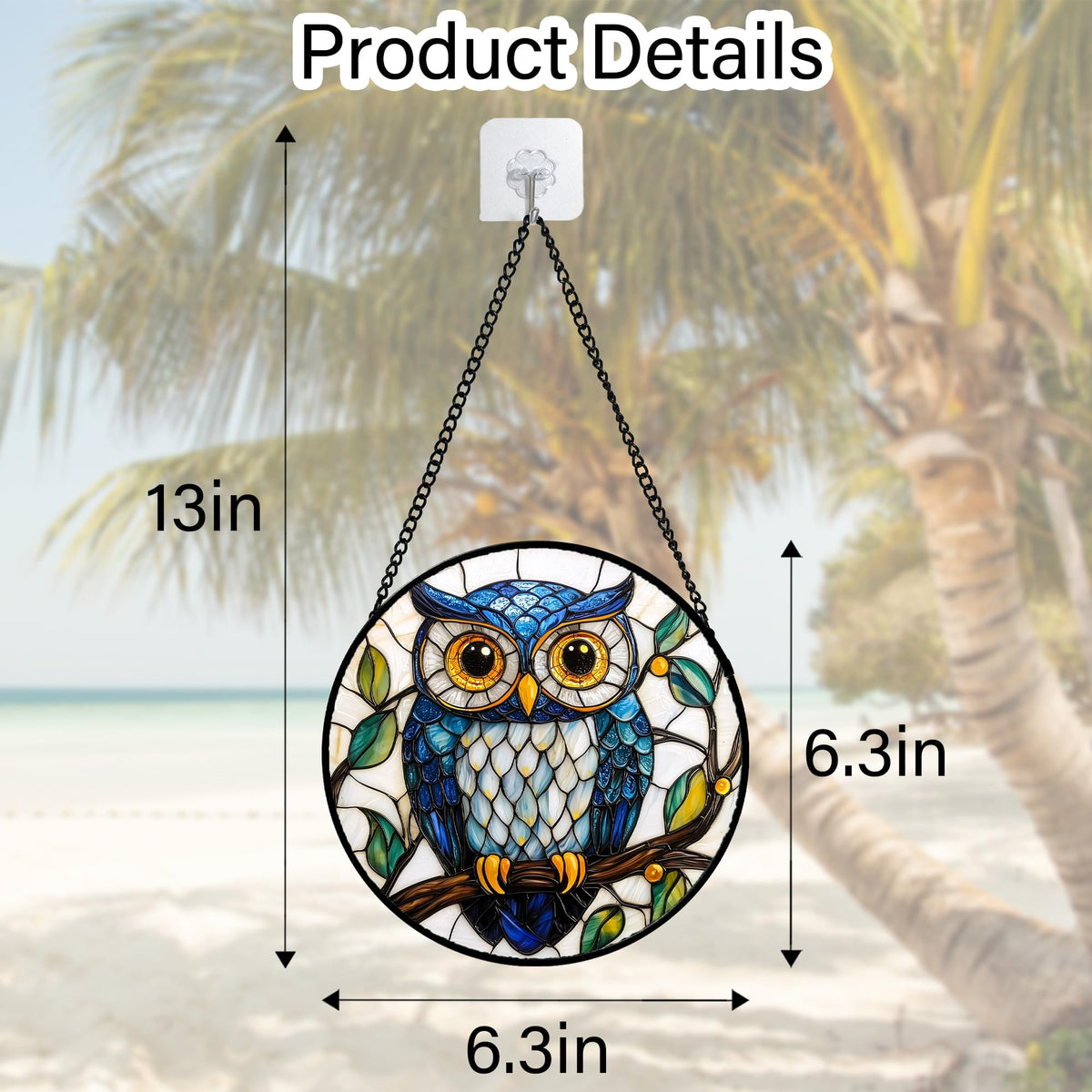 DASTOLL diamond glass panel owl decor for doors or walls