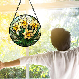 DASTOLL double-sided stained glass panel enhances windows, doors, and porches with glow.