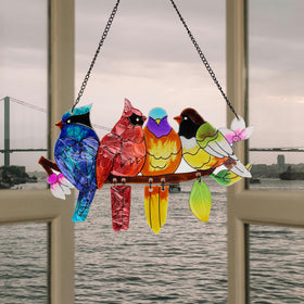 DASTOLL double-sided stained glass suncatcher showing vibrant designs from both sides