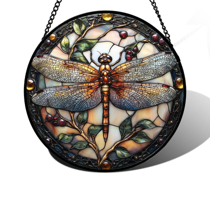 DASTOLL Dragonfly suncatcher on sunlit window adds vibrant color