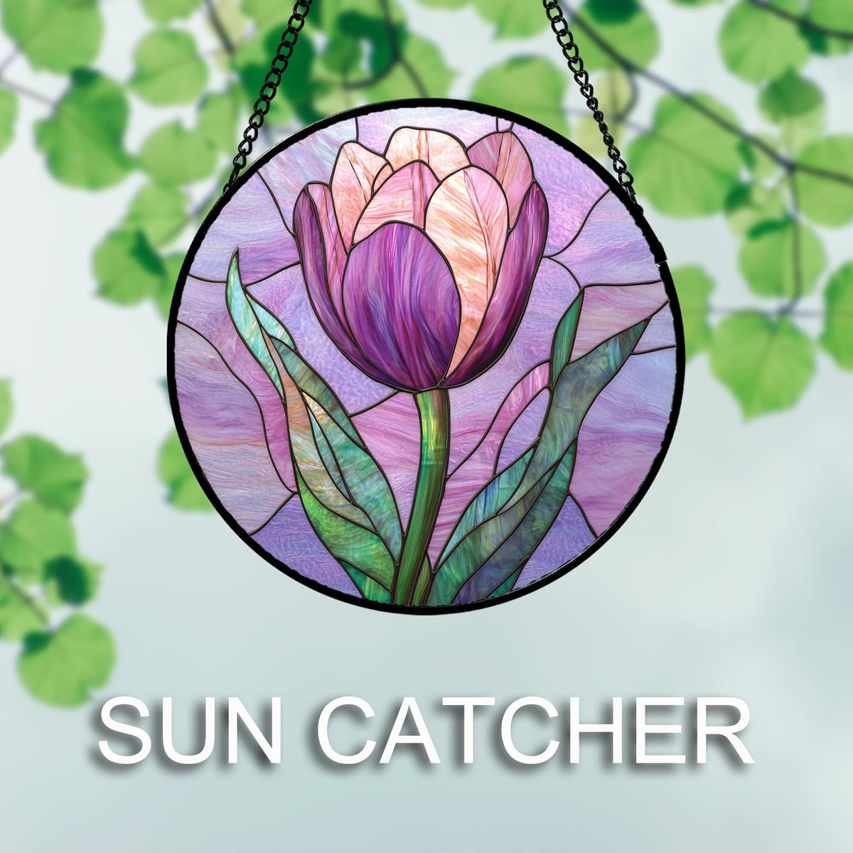 DASTOLL durable glass tulips suncatcher adds lasting charm.