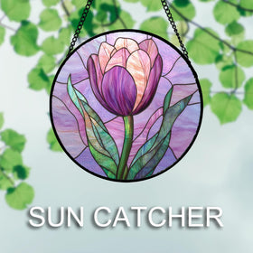 DASTOLL durable glass tulips suncatcher adds lasting charm.