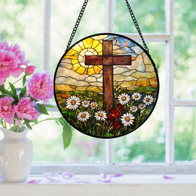 DASTOLL floral stained glass sun catcher creates colorful ambience in living spaces