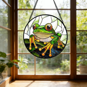 DASTOLL gift-ready stained glass suncatcher adds peaceful color to any space.