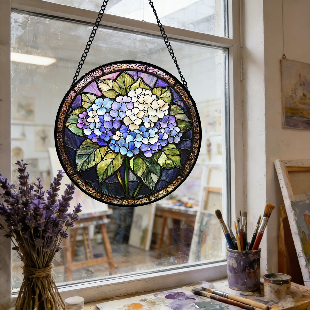 DASTOLL hydrangea sun catcher glass decor to brighten kitchen or living areas.