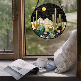 DASTOLL nature-inspired cactus suncatcher creates cozy glow in doors and porches.