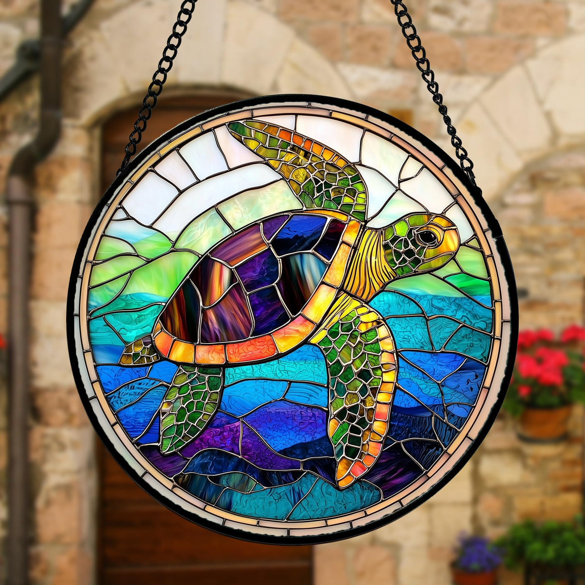DASTOLL ocean life suncatcher adds color to doors and porches.