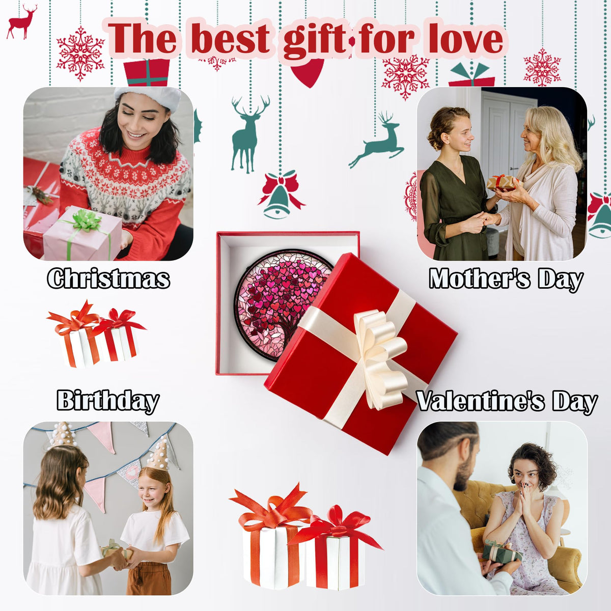 DASTOLL pink love tree suncatcher enhances bedroom decor with warm glass colors