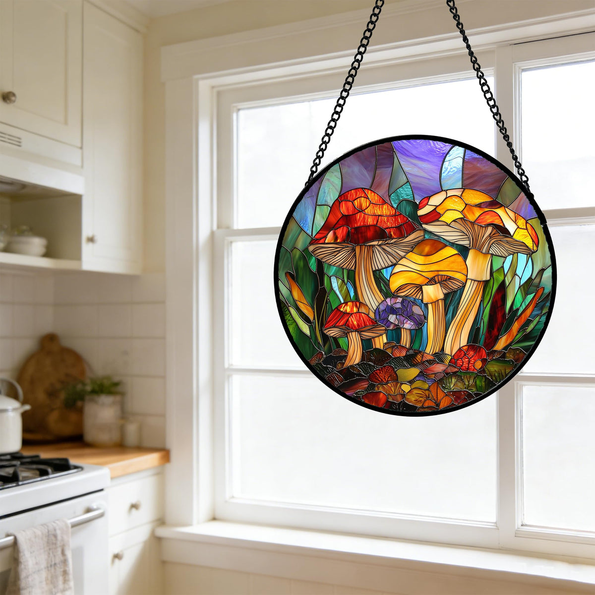 DASTOLL ready-to-hang suncatcher with chain simplifies installation.
