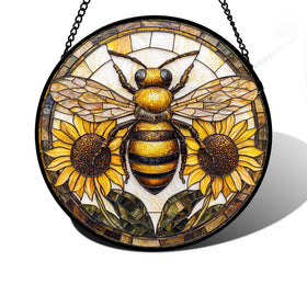 DASTOLL bee sunflowers suncatcher brightens windows with warm, cheerful color.