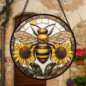 DASTOLL stained glass suncatcher features double-sided light for vivid glow.