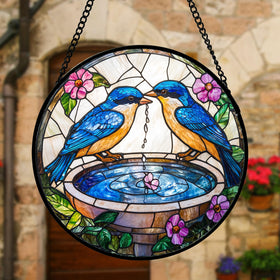 DASTOLL stained glass decor with metal chain for easy hanging
