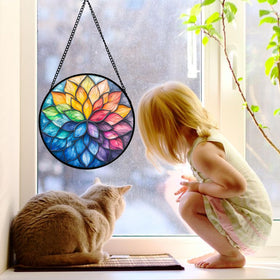 DASTOLL stained glass panel ready to hang on windows, doors, or walls