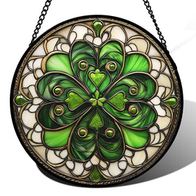 DASTOLL stained glass clover suncatcher 6.3in brightens windows with vibrant color