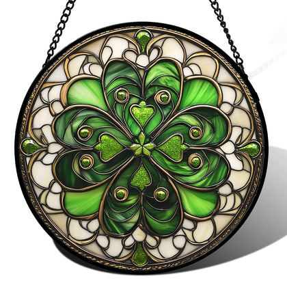 DASTOLL stained glass clover suncatcher 6.3in brightens windows with vibrant color