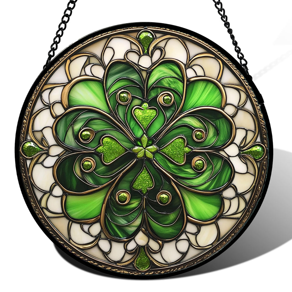 DASTOLL stained glass clover suncatcher 6.3in brightens windows with vibrant color