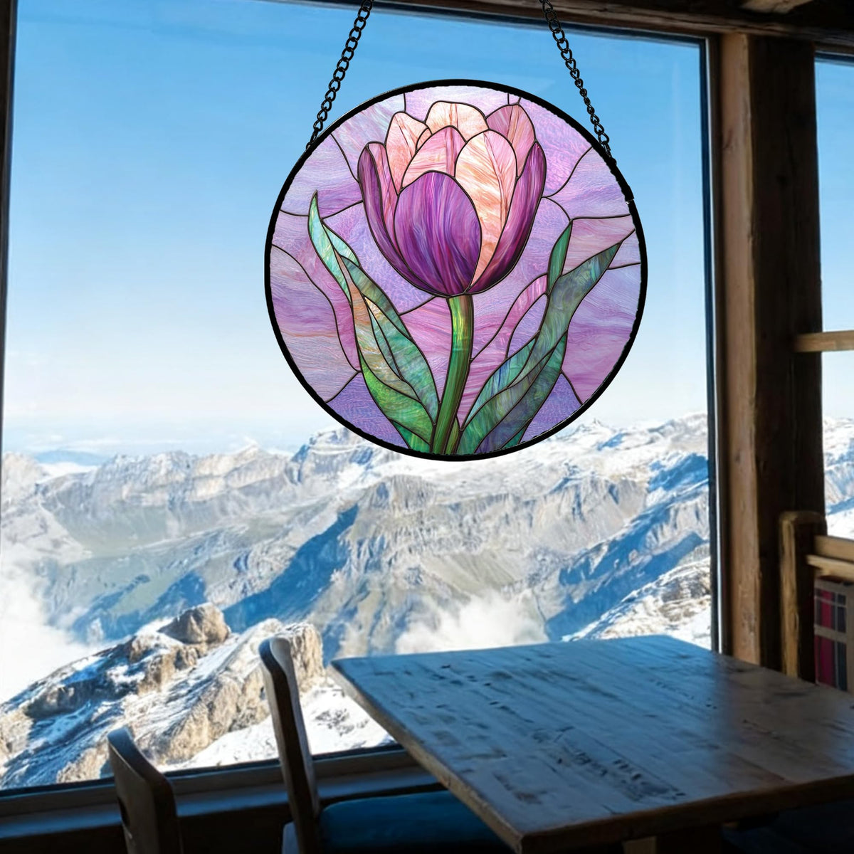 DASTOLL stained glass suncatcher filters sunlight for a soft glow