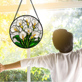 DASTOLL stained glass window hanging adds double-sided color to any window.