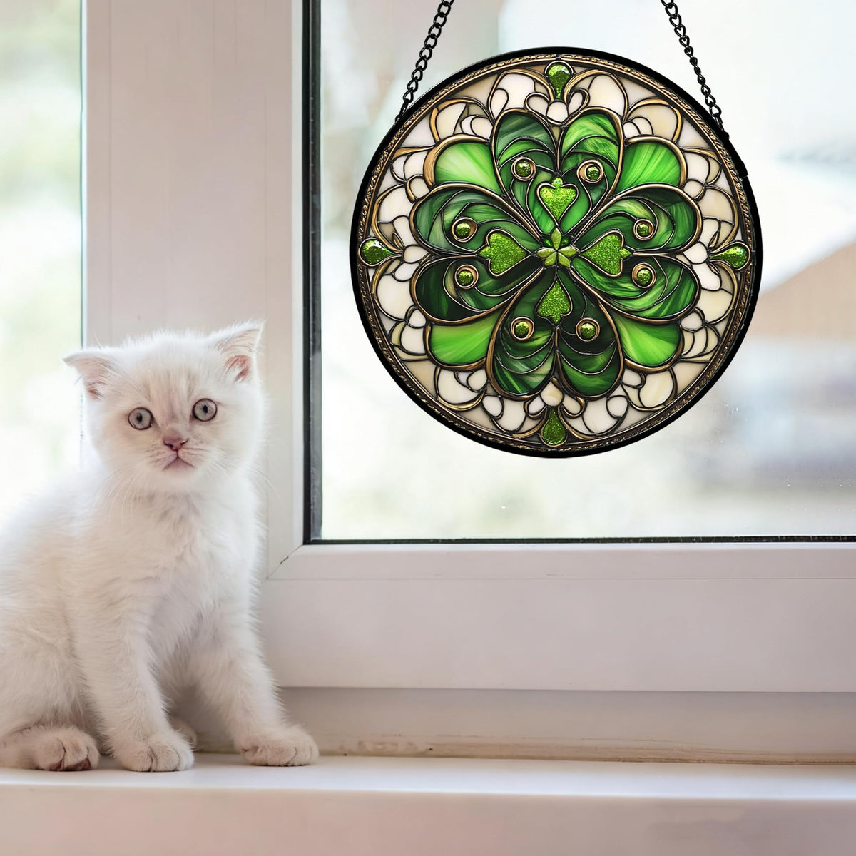 DASTOLL green clover suncatcher window hanging adds warmth to any room