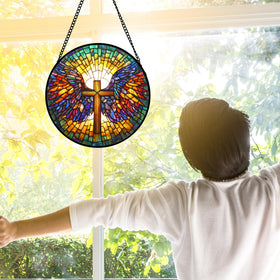 Durable metal frame supports vibrant glass in DASTOLL suncatcher
